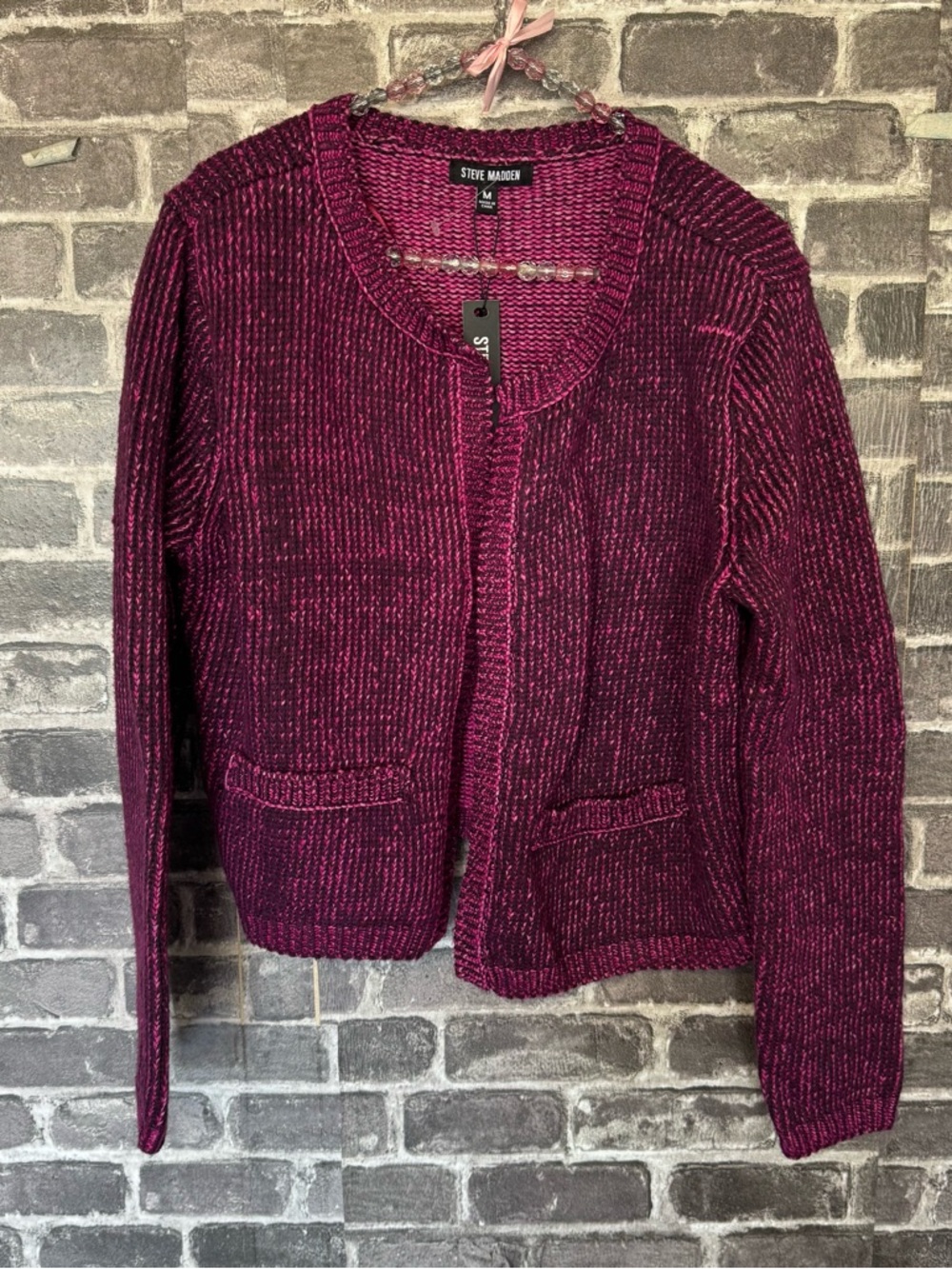 NWT Steve Madden Emelia Sweater Jacket in Aubergine purple knit - Picture 3 of 10